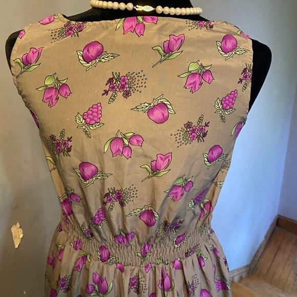 Cottagecore Chyapa Dress Plums Floral Pattern Fruit Spring Dress — Sz 4 - Picture 6 of 10
